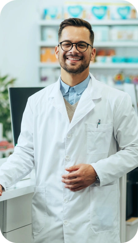 male pharmacist smiling